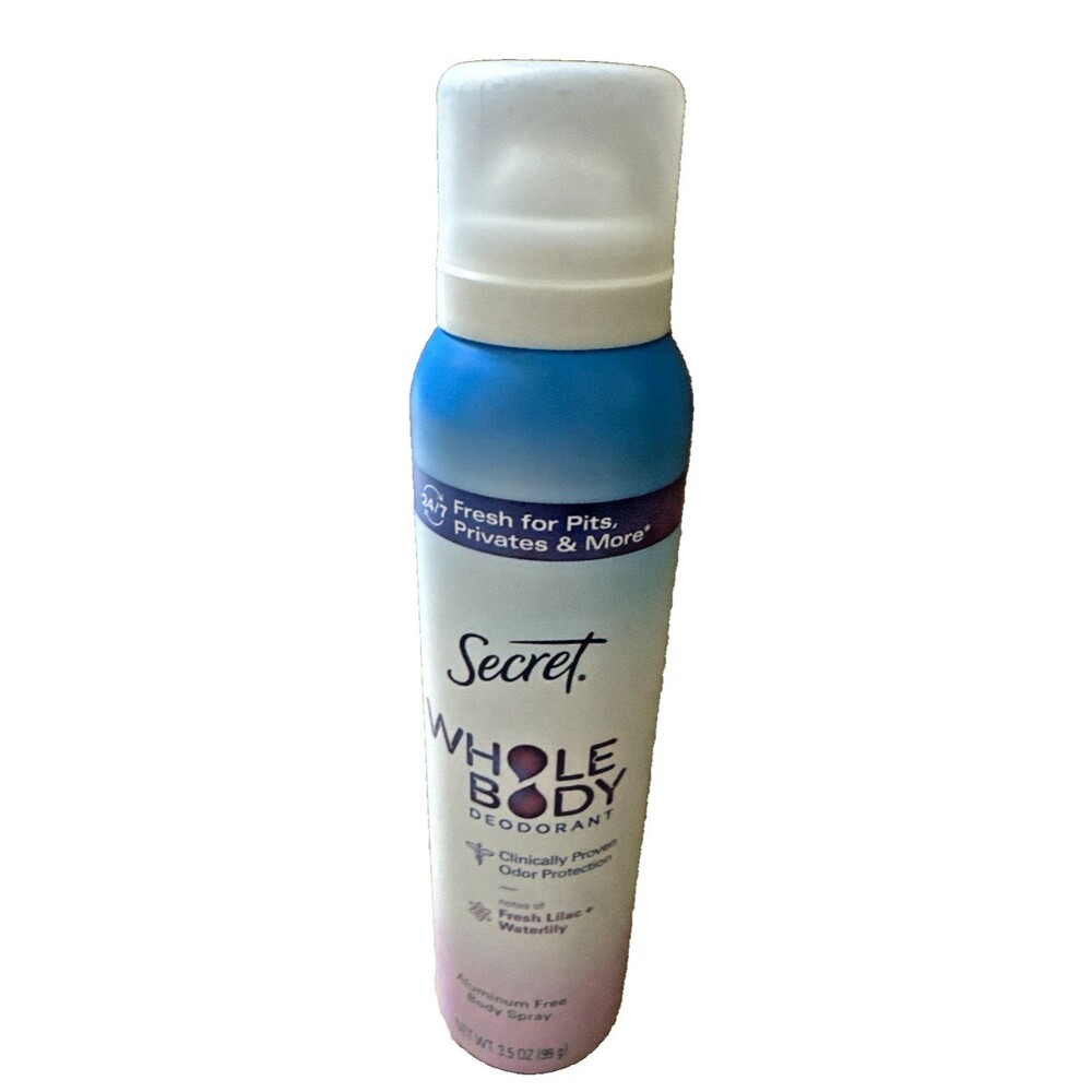 Secret Whole Body Deodorant Aluminum Free Spray, Lilac & Waterlily 3.5oz, NEW